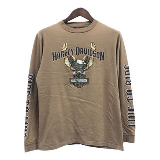 ハーレーダビッドソン(Harley Davidson)のHARLEY DAVIDSON ハーレーダビッドソン 長袖Ｔシャツ ロゴ ライトブラウン (メンズ) 中古 古着 Q6148(Tシャツ/カットソー(七分/長袖))