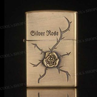 薔薇 デザイン オイルライター BOHAI バラ ローズ ゴールド Zippo(タバコグッズ)