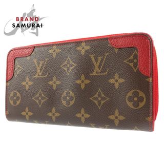 ルイヴィトン(LOUIS VUITTON)のLOUIS VUITTON ルイヴィトン モノグラム ジッピーウォレット レティーロ ブラウン 茶 レッド 赤 PVC M61854 長財布 ラウンドファスナー レディース 405508 【中古】(財布)