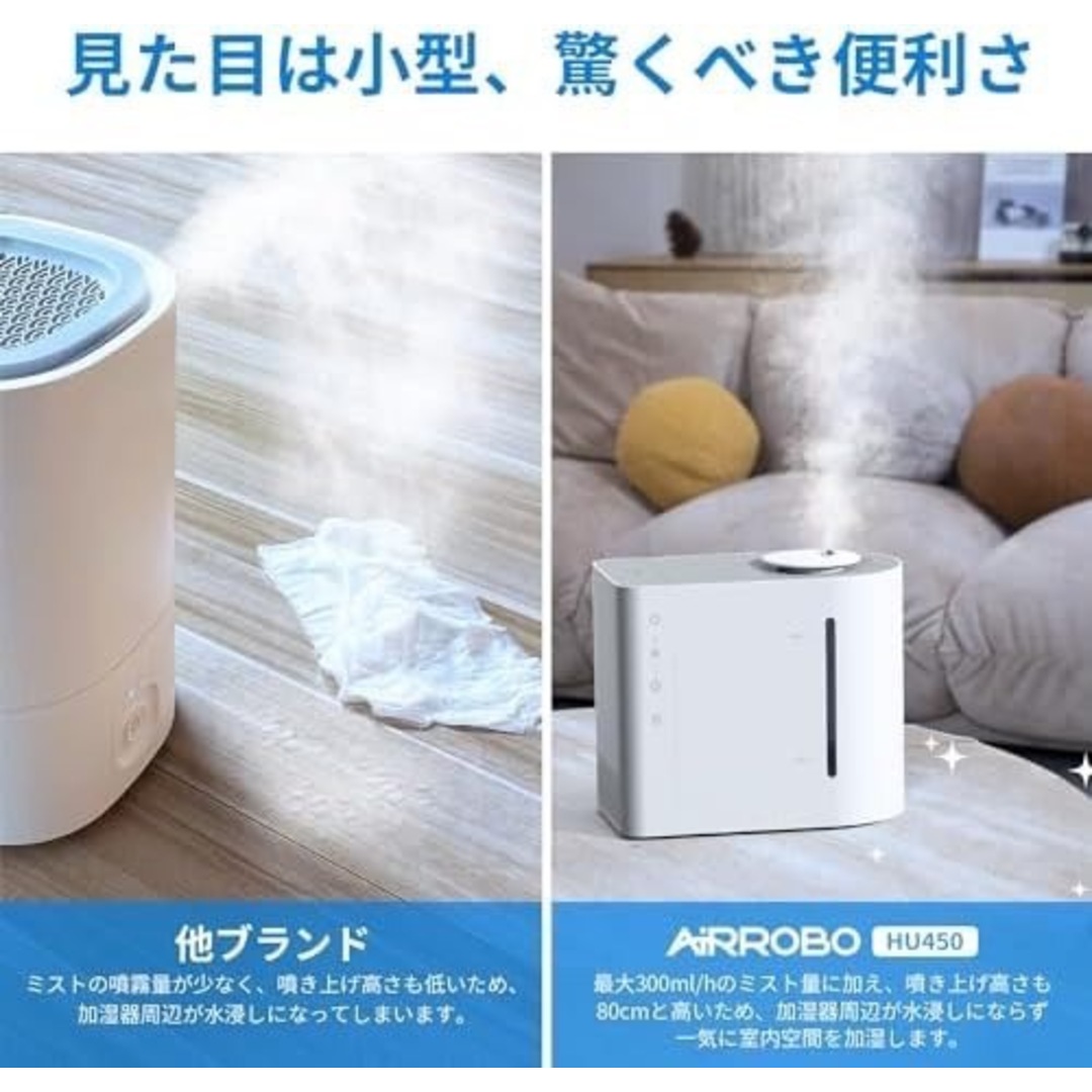 加湿器 卓上 加湿量最大300ml/h 4.3L大容量 28畳対応 ホワイト スマホ/家電/カメラの生活家電(加湿器/除湿機)の商品写真