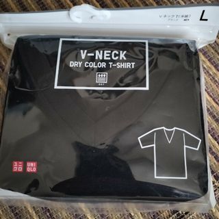 ユニクロ(UNIQLO)の59ユニクロ　ドライカラーＴシャツ　ブラック　Vネック　Ｌサイズ未使用品(Tシャツ/カットソー(半袖/袖なし))