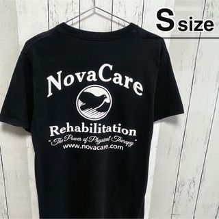 USA古着　Tシャツ　S　ブラック　黒　プリント　ロゴ　コットン　クルーネック(Tシャツ/カットソー(半袖/袖なし))