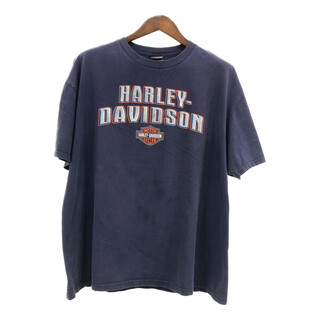 ハーレーダビッドソン(Harley Davidson)のHARLEY DAVIDSON ハーレーダビッドソン 半袖Ｔシャツ 大きいサイズ ロゴ ネイビー (メンズ 2XL) 中古 古着 Q6156(Tシャツ/カットソー(半袖/袖なし))