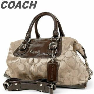 コーチ(COACH)のコーチ ハンドバッグ 肩掛け 2way ダークブラウン エナメル トートバッグ(ハンドバッグ)