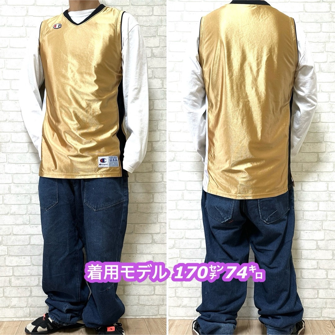Champion(チャンピオン)の☆未使用タグ付き☆ Champion チャンピオン ゲームシャツ ゴールド 刺繍 メンズのトップス(タンクトップ)の商品写真