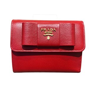 プラダ(PRADA)の　プラダ PRADA リボン3つ折り財布 1MH840 レッド/ゴールド金具 サフィアーノレザー レディース 三つ折り財布(財布)