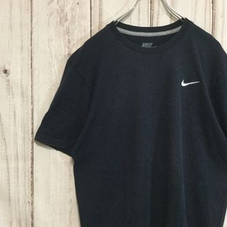 NIKE - 【ナイキ 半袖Tシャツ】00s ロゴ刺繍 ビッグサイズ 2XL ネイビー 古着