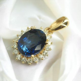 ◆天然ブルーサファイア　ダイヤペンダントトップ　K18YG S2.78ct(ネックレス)