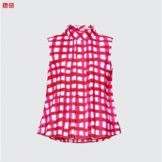 ユニクロ(UNIQLO)の☆新品タグ付☆ ユニクロ　UNIQLO MARNI タックブラウス　チェック　M(シャツ/ブラウス(半袖/袖なし))