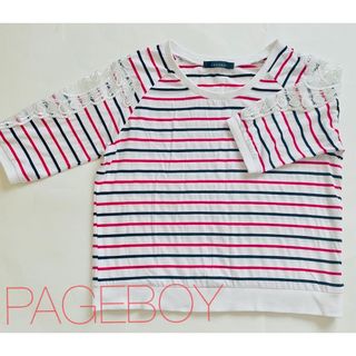 ページボーイ(PAGEBOY)のPAGE BOY ページボーイ トップス 刺繍 ボーダー 五分袖(カットソー(長袖/七分))