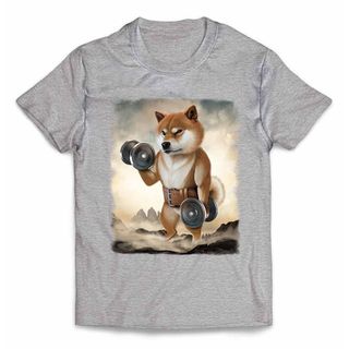 柴犬 しばいぬ ダンベル 筋トレ 筋肉 モンスター 巨大 Tシャツ メンズ(Tシャツ/カットソー(半袖/袖なし))