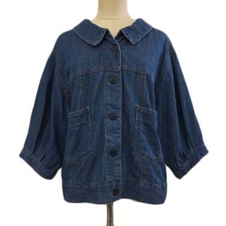 ダブルクローゼット(w closet)のダブルクローゼット ジャケット デニム Gジャン レースアップ 七分袖 F 青(Gジャン/デニムジャケット)