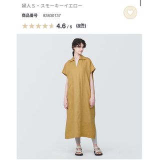 ムジルシリョウヒン(MUJI (無印良品))の無印良品　リネン洗いざらしスキッパーカラー半袖ワンピース(ひざ丈ワンピース)