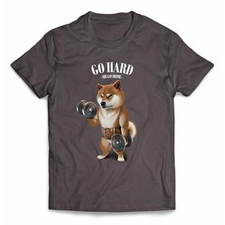 柴犬 しばいぬ ダンベル 筋トレ 筋肉 モンスター Tシャツ メンズ レディース(Tシャツ/カットソー(半袖/袖なし))