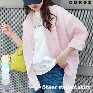 ゴージ(GORGE)のGORGE  ゴージ　シアーストライプシャツ　 トップス　シャツ　羽織り 長袖(シャツ/ブラウス(長袖/七分))