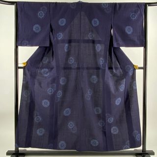 紬 身丈154.5cm 裄丈64cm 麻 名品 【中古】(着物)