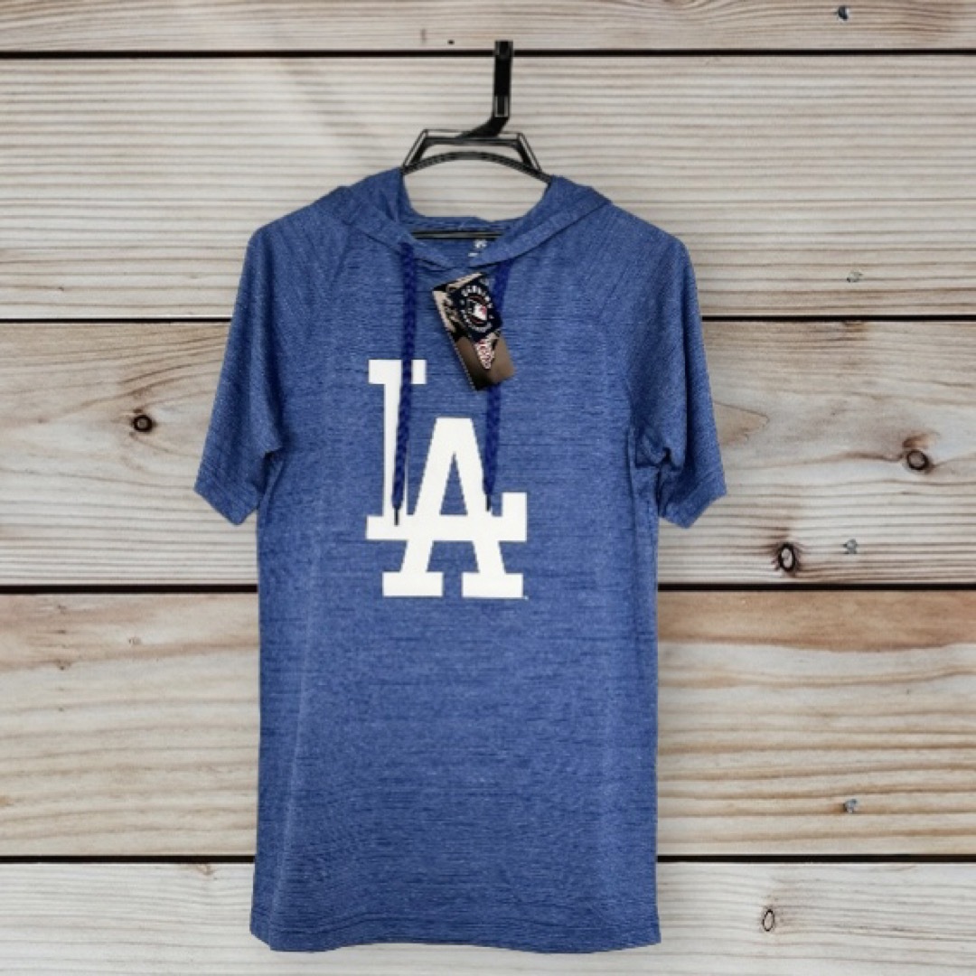 MLB(メジャーリーグベースボール)のロサンゼルス　ドジャース　パーカー　半袖　Tシャツ　MLB公式 スポーツ/アウトドアの野球(記念品/関連グッズ)の商品写真