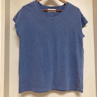 シンプリシテェ(Simplicite)のSIMPLICITE Vネック　Tシャツ　シンプル　青(Tシャツ/カットソー(半袖/袖なし))