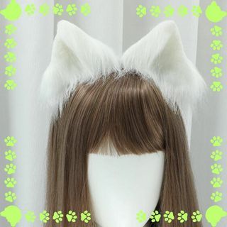 猫耳クリップ　かわいい　 ケモ耳　萌え コスプレ　白(小道具)