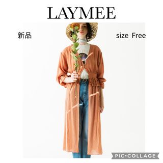 レイミー(LAYMEE)の新品　LAYMEE フォートシャツカーディガン　ロングカーディガン　シャツワンピ(カーディガン)