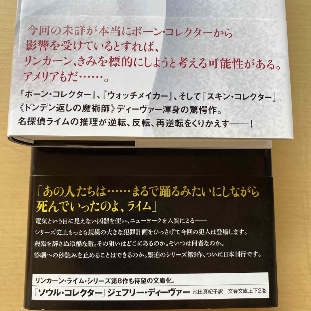 文藝春秋(ブンゲイシュンジュウ)のジェフリー・ディーヴァー　スキン・コレクター　バーニング・ワイヤー　単行本2冊 エンタメ/ホビーの本(文学/小説)の商品写真