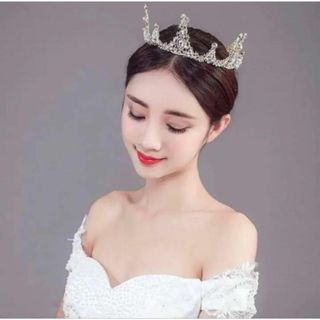 新品 シルバー 豪華クラウン♡ティアラ ウェディング 前撮り ヘアアクセ♡(その他)