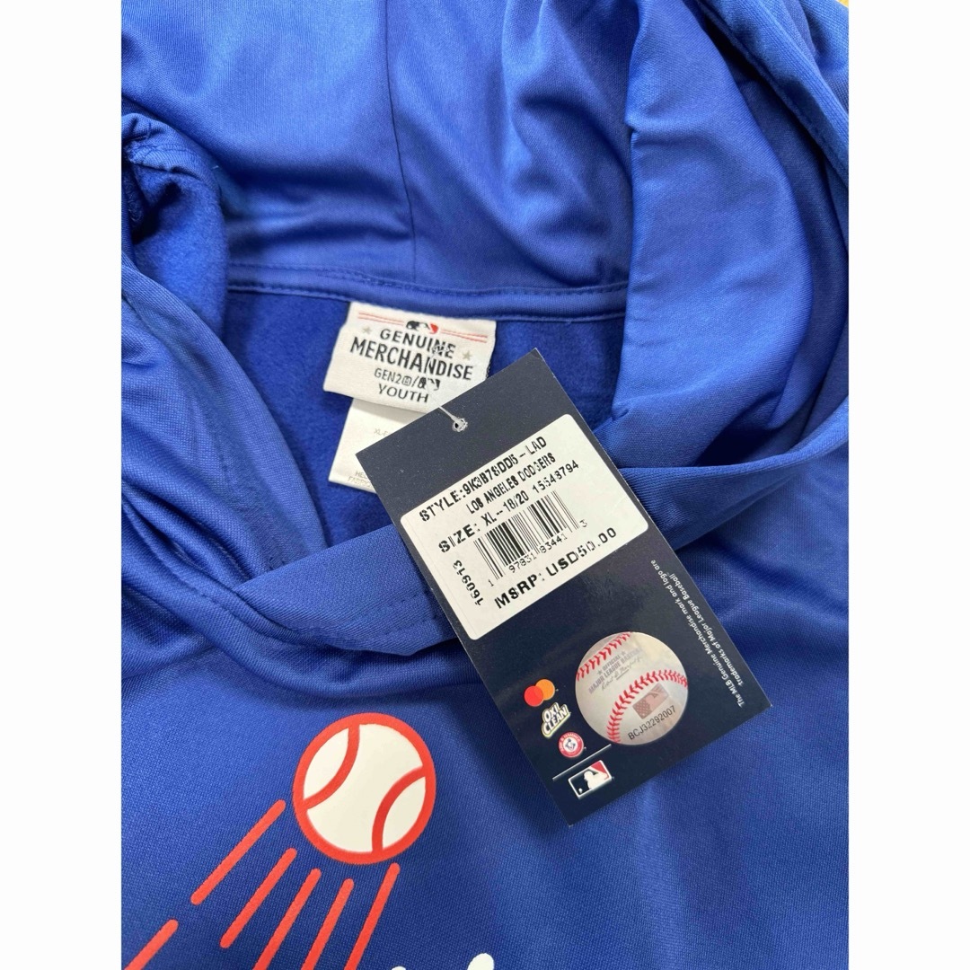 MLB(メジャーリーグベースボール)のロサンゼルス　ドジャース　パーカー　ジュニア　女性　MLB公式 スポーツ/アウトドアの野球(記念品/関連グッズ)の商品写真
