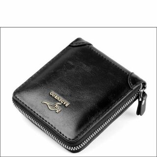 ♥即購入OK♥ 新品 コンパクト メンズ ジップ 財布 ブラック 黒(折り財布)