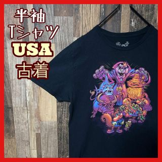 メンズ キャラクター モンスター M ブラック USA古着 半袖 Tシャツ(Tシャツ/カットソー(半袖/袖なし))