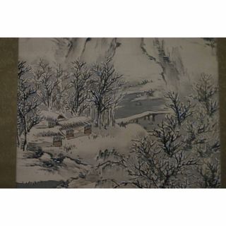 【真作】作者不詳/渓山雪景図/掛軸☆宝船☆U-294(絵画/タペストリー)