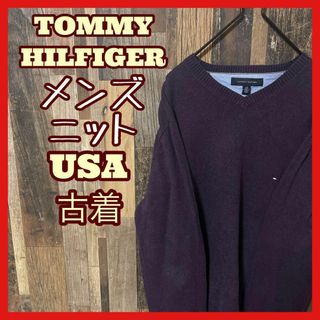 トミーヒルフィガー(TOMMY HILFIGER)のトミーヒルフィガー メンズ セーター L パープル系 ニット 古着 90s 長袖(ニット/セーター)