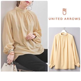 UNITED ARROWS ギャザー ハイネック ブラウス