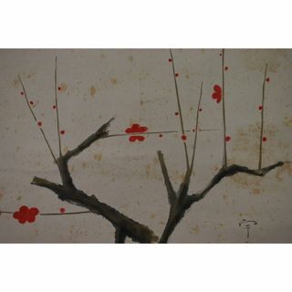 【真作】作者不詳/紅梅図/横物/掛軸☆宝船☆U-17(絵画/タペストリー)