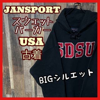 ジャンスポーツ メンズ ワッペン パーカー ブラック XL 長袖 スウェット(パーカー)