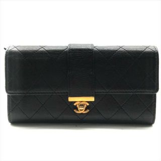 シャネル(CHANEL)の美品 CHANEL シャネル マトラッセ ココマーク ターンロック 長財布 ウォレット ブラック a3461(財布)