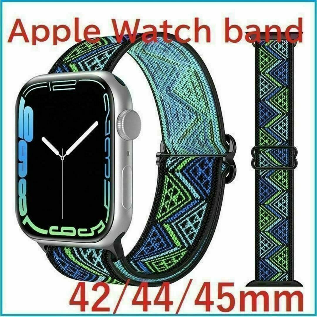 Apple Watch バンド エスニック柄 42/44/45ｍｍ デルタ柄 メンズの時計(ラバーベルト)の商品写真