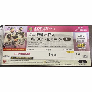 ハンシンタイガース(阪神タイガース)の8/30(金)阪神vs巨人 甲子園球場 レフトスタンド(野球)