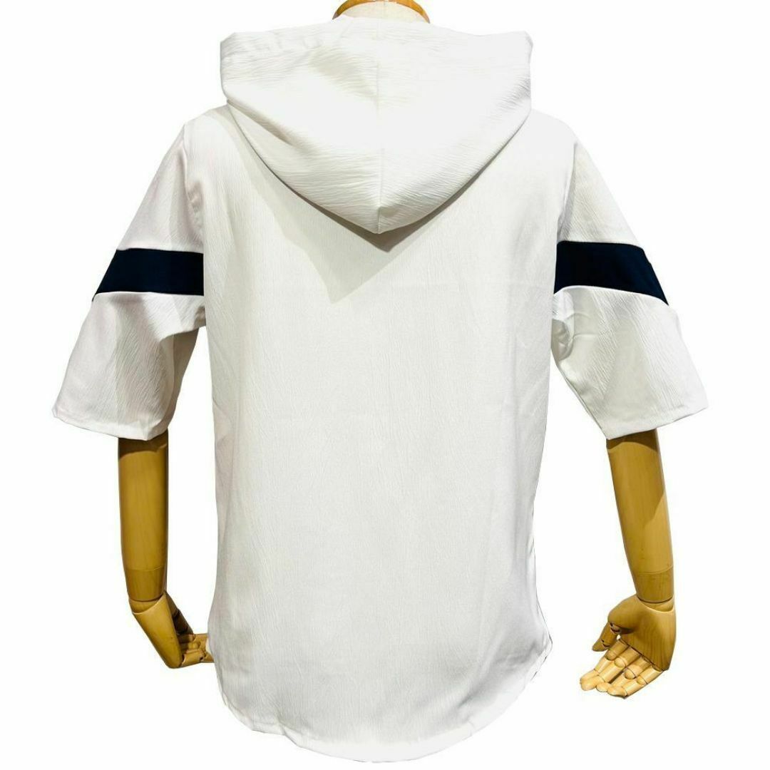 Mサイズ Tシャツ メンズ フード付 無地 半袖 五分袖 パーカー カジュアル メンズのトップス(Tシャツ/カットソー(半袖/袖なし))の商品写真