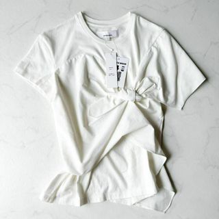 アキラナカ(AKIRANAKA)の新品タグ付き✨ アキラナカ Drape knot pullover 異素材 白(Tシャツ(半袖/袖なし))