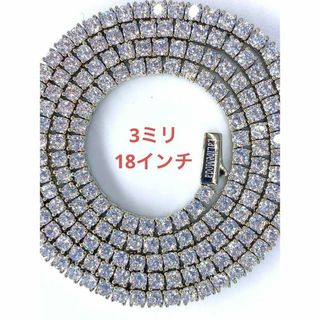 LaLibeModaプッシュバックル　シルバー　3ミリ18インチ　テニスチェーン(ネックレス)