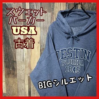 メンズ パーカー プリント グレー XL USA古着 90s 長袖 スウェット(パーカー)