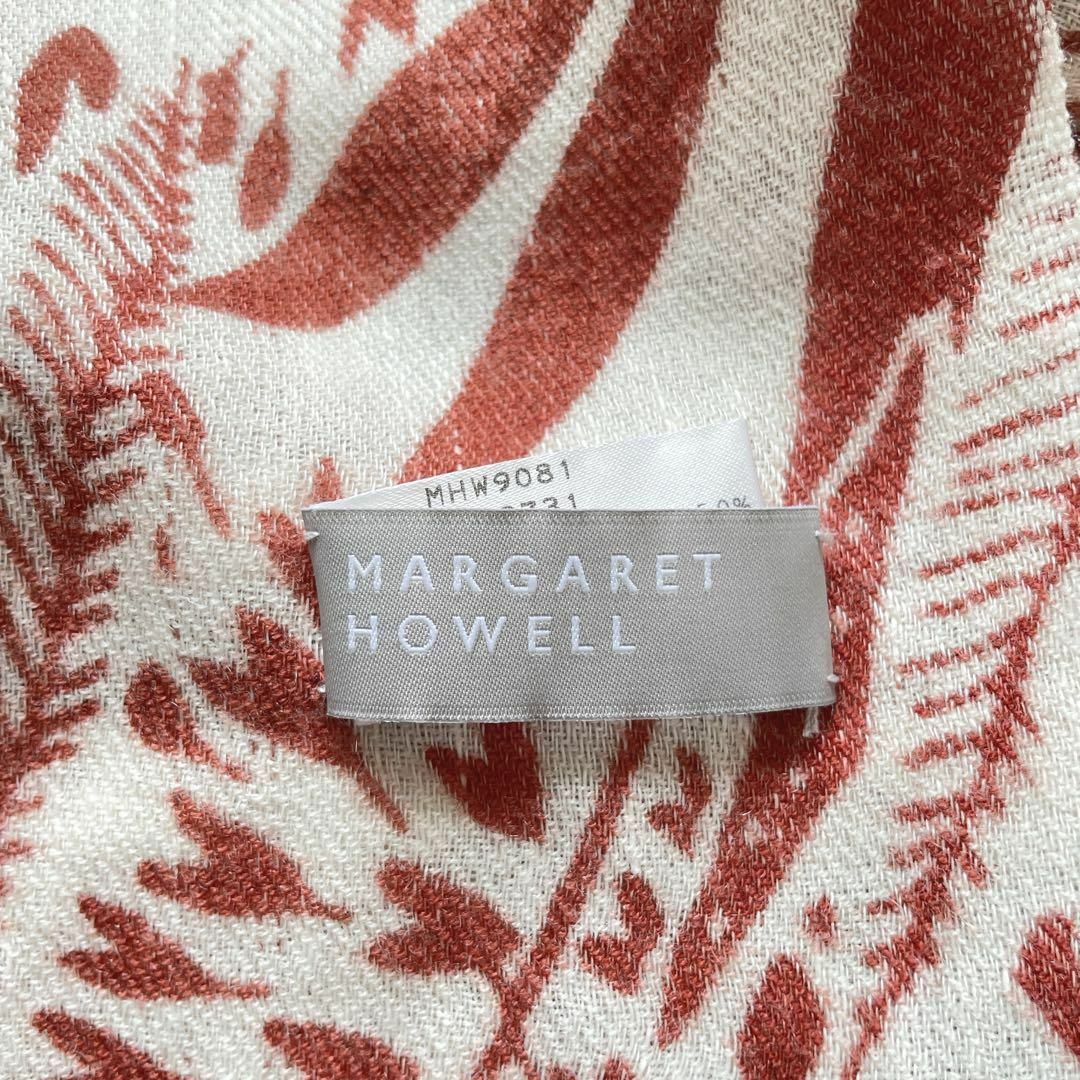 MARGARET HOWELL(マーガレットハウエル)のマーガレットハウエル 大判ストール ショール カシミヤ 麻 総柄 フリンジ レディースのファッション小物(ストール/パシュミナ)の商品写真