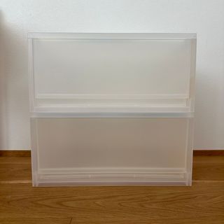 MUJI (無印良品) - 無印良品 ポリプロピレンケース引出式・横ワイド・深型 半透明 クリア