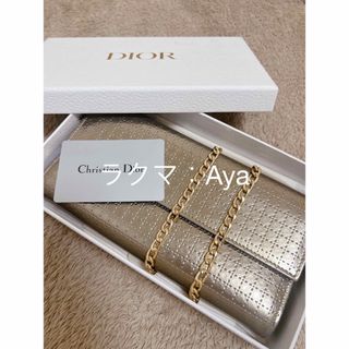 クリスチャンディオール(Christian Dior)のDior レディディオール カナージュ ショルダー チェーンウォレット 長財布(財布)