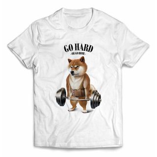 柴犬 しばいぬ 筋トレ 筋肉 ウエイトリフティング Tシャツ メンズ レディース(Tシャツ/カットソー(半袖/袖なし))