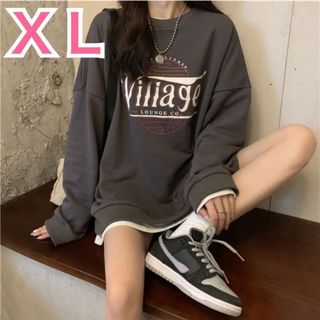 【まとめ割あり】スウェット XL グレー 長袖 レディース 男女兼用 古着風(トレーナー/スウェット)