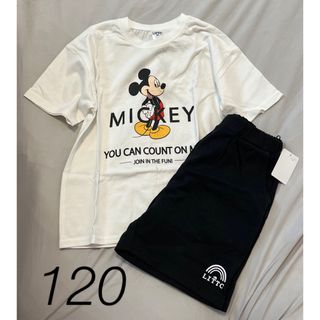 ディズニー(Disney)の120  ディズニー　ミッキー　セットアップ　しまむら　littc リトシー(Tシャツ/カットソー)