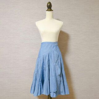 【NORMA KAMLI】ラップスカート 綿100% 刺繍 ミディアム丈 フレア(ひざ丈スカート)