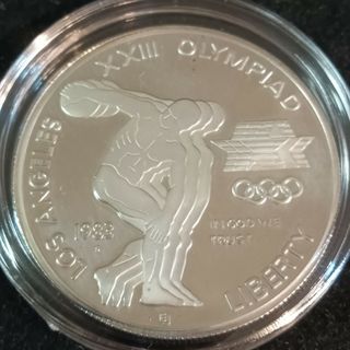 銀貨USA造幣局発行『1983年ロサンゼルスオリンピック記念銀貨　純銀重量24g(金属工芸)