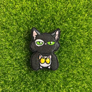 黒猫 ブラック ネコ 猫好き 刺繍ワッペン 1枚(各種パーツ)